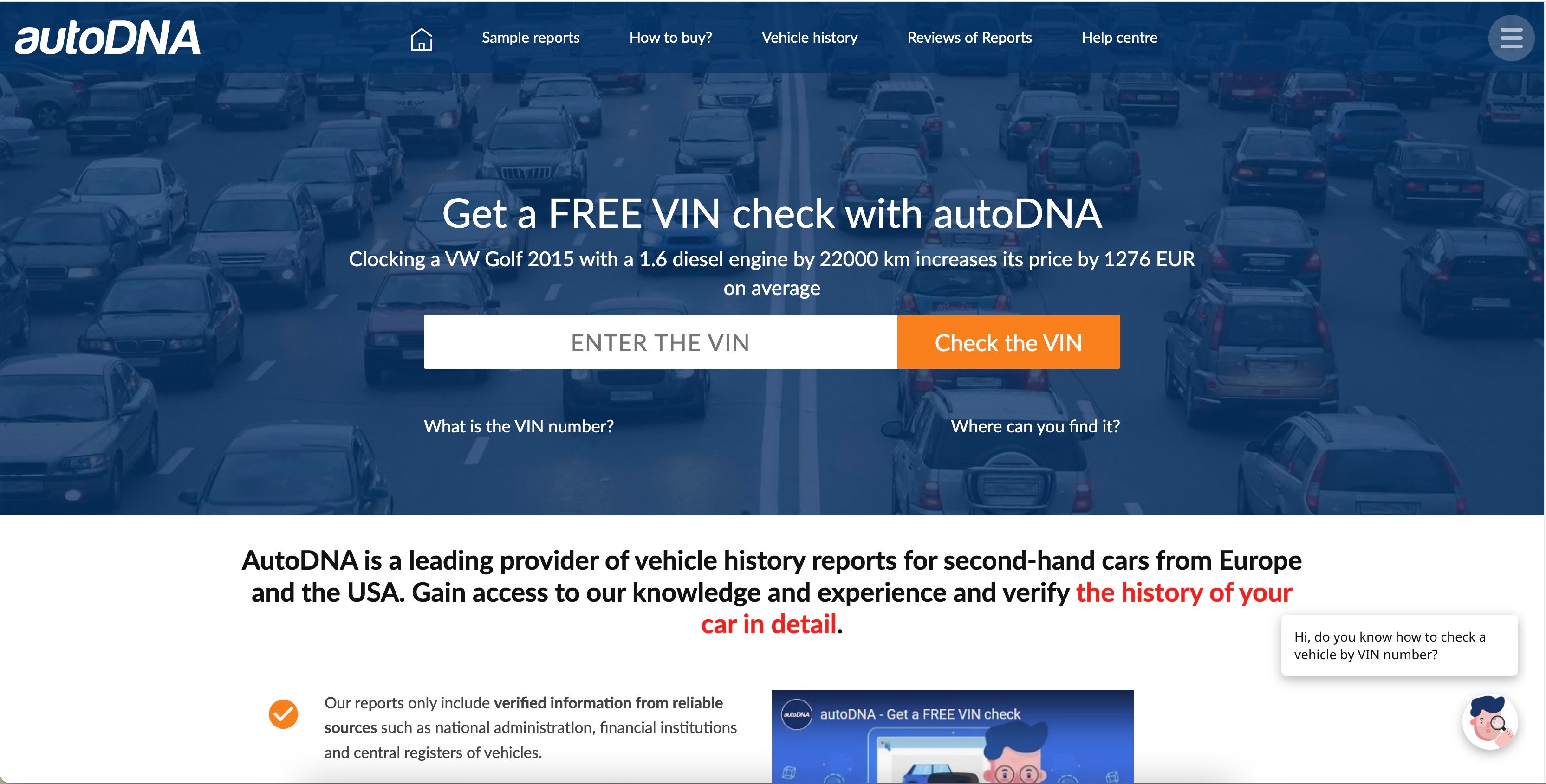 az autoDNA autós történelemmel foglalkozó weboldal honlapjának áttekintése